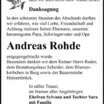 Traueranzeige Andreas Rohde