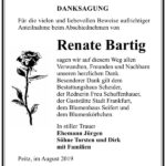 Traueranzeige Renate Bartig