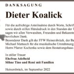 Danksagung Dieter Koalick