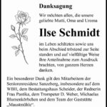 Danksagung Ilse Schmidt