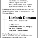 Traueranzeige Liesbeth Domann