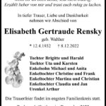 Traueranzeige Elisabeth Gertraude Rensky, geb. Walther