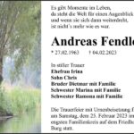 Traueranzeige Andreas Fendler