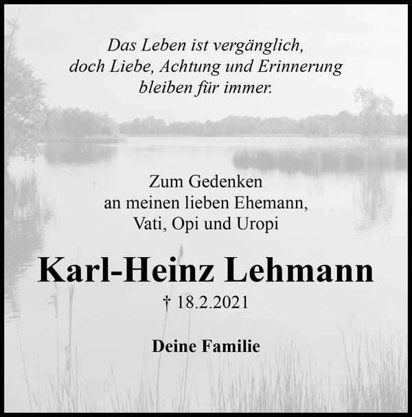 Jahresgedenken Karl-Heinz Lehmann