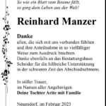 Danksagung Reinhard Manzer