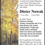 Traueranzeige Dieter Nowak