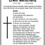 Traueranzeige Erwin Merschenz