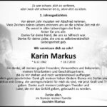 Jahresgedenken Karin Markus