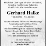 Danksagung Gerhard Halke