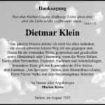 Danksagung Dietmar Klein