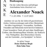 Danksagung Alexander Noack