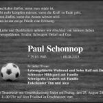 Traueranzeige Paul Schonnop