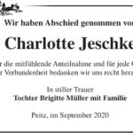 Traueranzeige Charlotte Jeschke