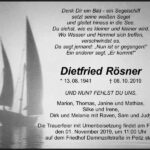 Traueranzeige Dietfried Rösner