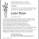 Danksagung Lothar Wenke