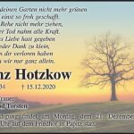 Traueranzeige Heinz Hotzkow