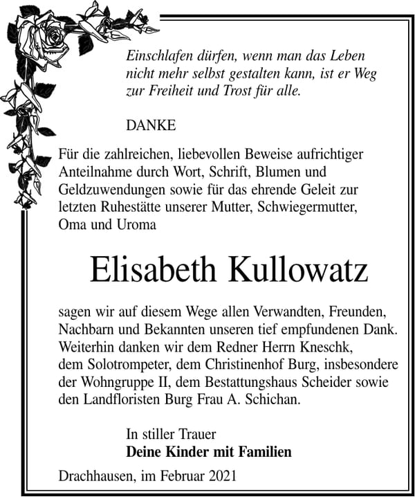 Danksagung Elisabeth Kullowatz