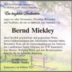 Traueranzeige Bernd Miekley