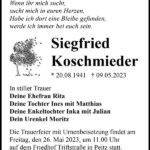 Traueranzeige Siegfried Koschmieder