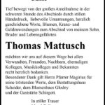 Danksagung Thomas Mattusch