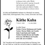 Traueranzeige Käthe Kuba