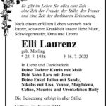 Traueranzeige Elli Laurenz, geb. Morling