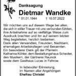 Danksagung Dietmar Wandke