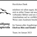Danksagung Wolfgang Napierala