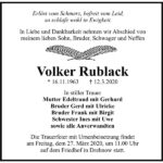 Traueranzeige Volker Rublack