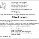 Danksagung Alfred Schulz
