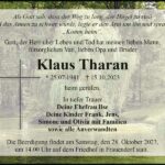 Traueranzeige Klaus Tharan
