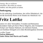 Danksagung Fritz Lattke