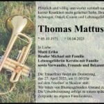 Traueranzeige Thomas Mattusch