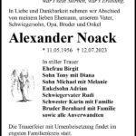 Traueranzeige Alexander Noack