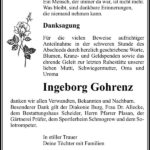 Danksagung Ingeborg Gohrenz