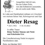 Traueranzeige Dieter Resag