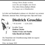 Traueranzeige Diedrich Groschke