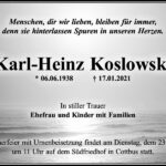 Traueranzeige Karl-Heinz Koslowski