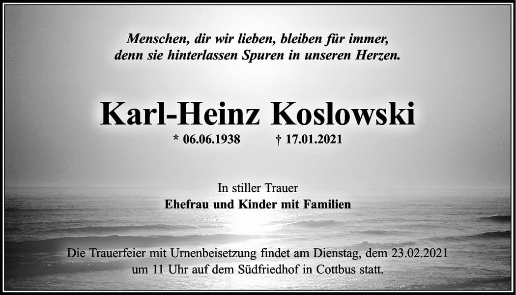Traueranzeige Karl-Heinz Koslowski