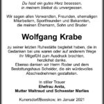 Danksagung Wolfgang Krabe