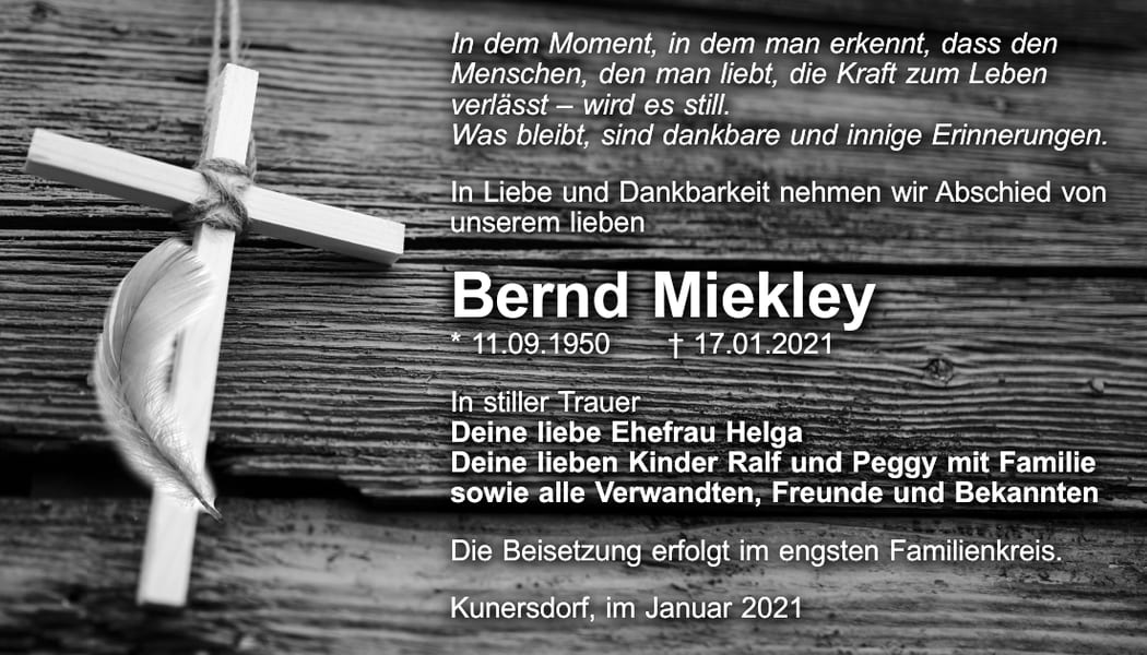 Danksagung Bernd Miekley