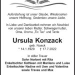 Traueranzeige Ursula Konzack, geb. Noack