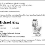 Traueranzeige Michael Alex