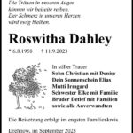 Traueranzeige Roswitha Dahley
