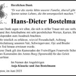 Danksagung Hans-Dieter Bostelmann
