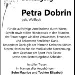 Danksagung Petra Dobrin, geb. Woßlauk
