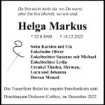 Traueranzeige Helga Markus
