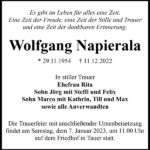 Traueranzeige Wolfgang Napierala