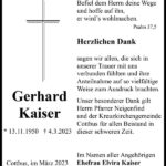 Danksagung Gerhard Kaiser