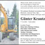 Traueranzeige Günter Krautz